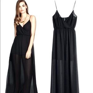 Black sheer maxi + mini dress, M
